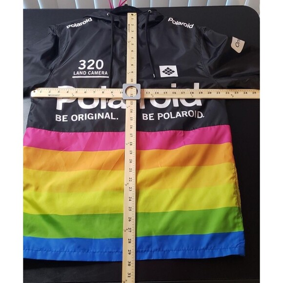 Polaroid Jacket Mens Large Black Rainbow Windbreaker Pullover Hooded 320 OneStep - Picture 10 of 12